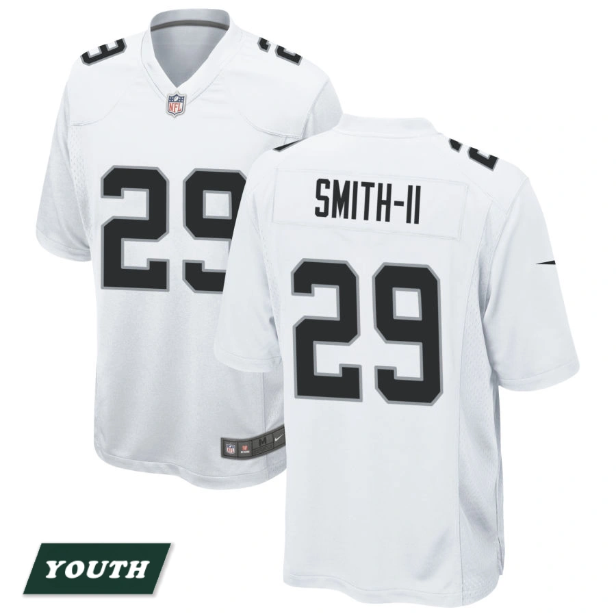 Youth Las Vegas Raiders White #29 Chris Smith II Game Jersey Youth Las Vegas Raiders White #29 Chris Smith II Game Jersey